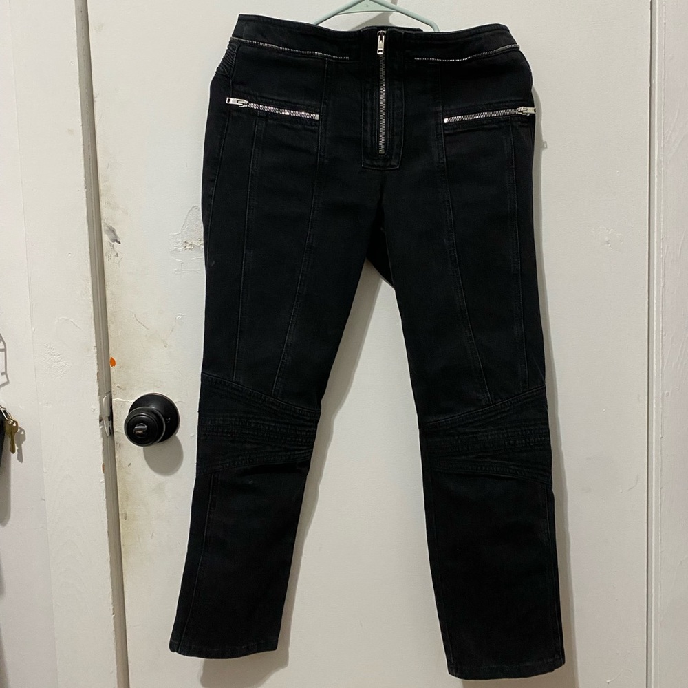Isabel Marant Cropped Biker Zipper Skinny Jeans